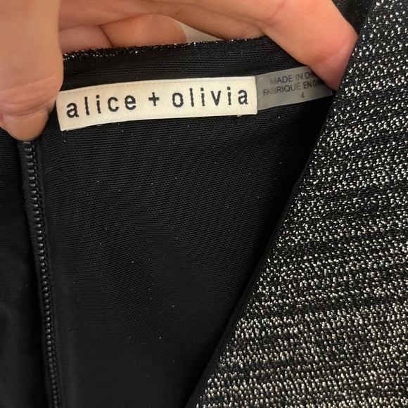 Alice & Olivia, NWOT, size 4, black/grey faux wrap dress - Picture 9 of 10